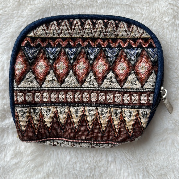 Canyon Sky Embroidered Western Boho Cosmetic Bag Pouch Multicolor Geometric - Picture 2 of 3